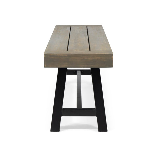 English Elm Carlisle Solid Acacia Wood Dining Bench with Slatted Seat and A-frame Legs 66255.00GRY