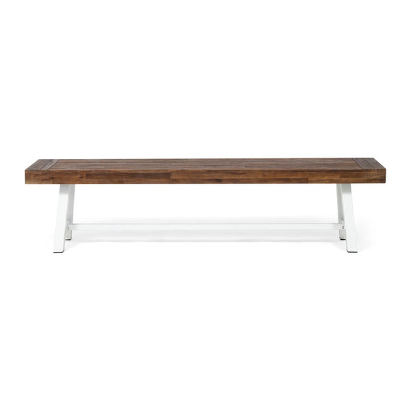 English Elm Carlisle Solid Acacia Wood Dining Bench with Slatted Seat and A-frame Legs 66255.00SDBRN