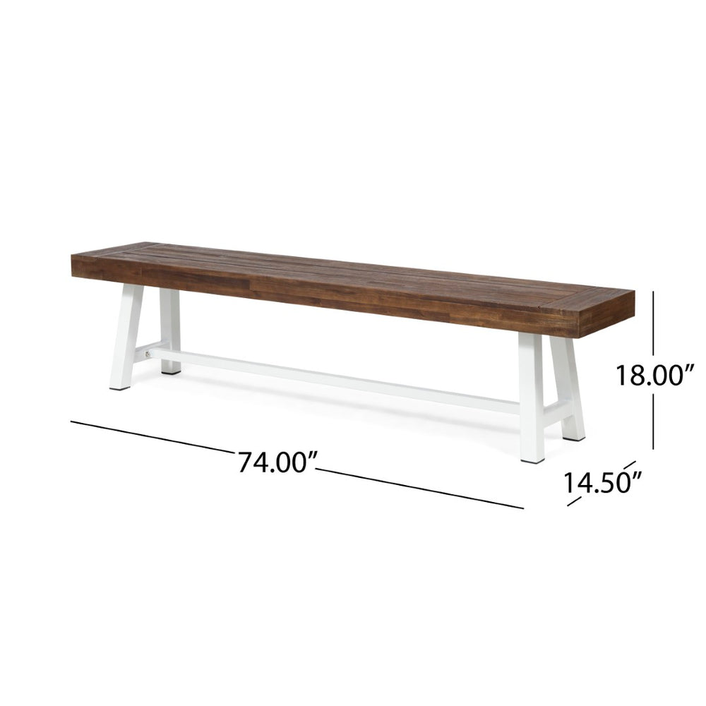 English Elm Carlisle Solid Acacia Wood Dining Bench with Slatted Seat and A-frame Legs 66255.00SDBRN