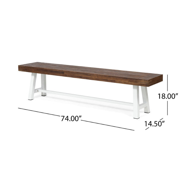 English Elm Carlisle Solid Acacia Wood Dining Bench with Slatted Seat and A-frame Legs 66255.00SDBRN