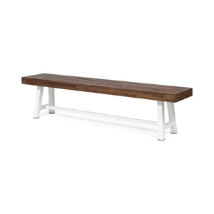 English Elm Carlisle Solid Acacia Wood Dining Bench with Slatted Seat and A-frame Legs 66255.00SDBRN
