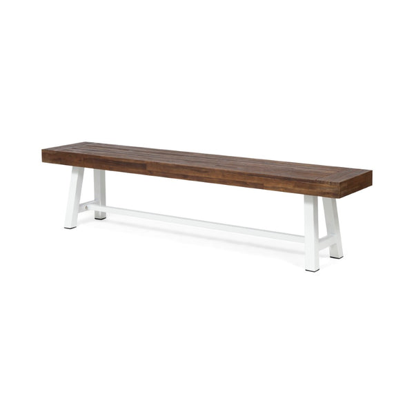 English Elm Carlisle Solid Acacia Wood Dining Bench with Slatted Seat and A-frame Legs 66255.00SDBRN