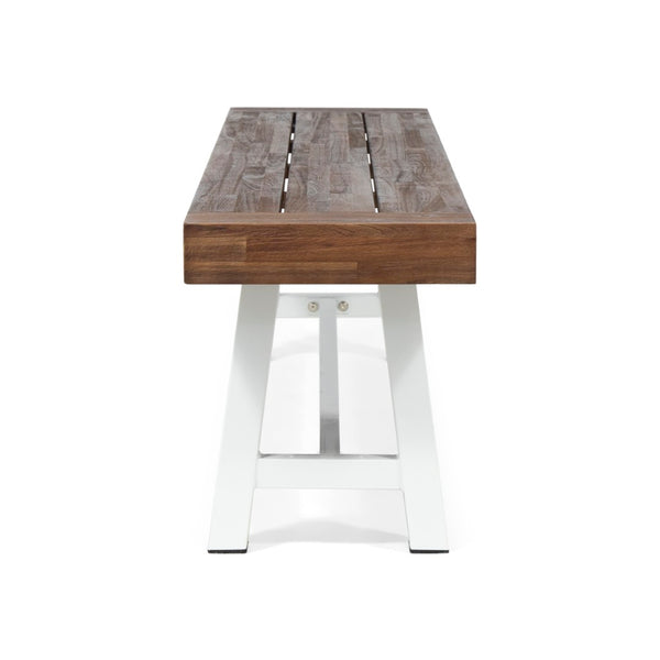 English Elm Carlisle Solid Acacia Wood Dining Bench with Slatted Seat and A-frame Legs 66255.00SDBRN