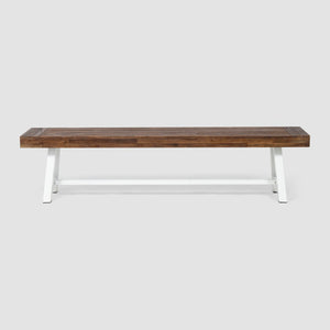 English Elm Carlisle Solid Acacia Wood Dining Bench with Slatted Seat and A-frame Legs 66255.00SDBRN