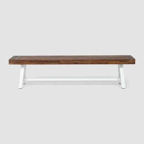 English Elm Carlisle Solid Acacia Wood Dining Bench with Slatted Seat and A-frame Legs 66255.00SDBRN