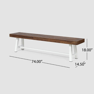 English Elm Carlisle Solid Acacia Wood Dining Bench with Slatted Seat and A-frame Legs 66255.00SDBRN