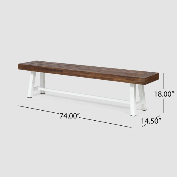 English Elm Carlisle Solid Acacia Wood Dining Bench with Slatted Seat and A-frame Legs 66255.00SDBRN