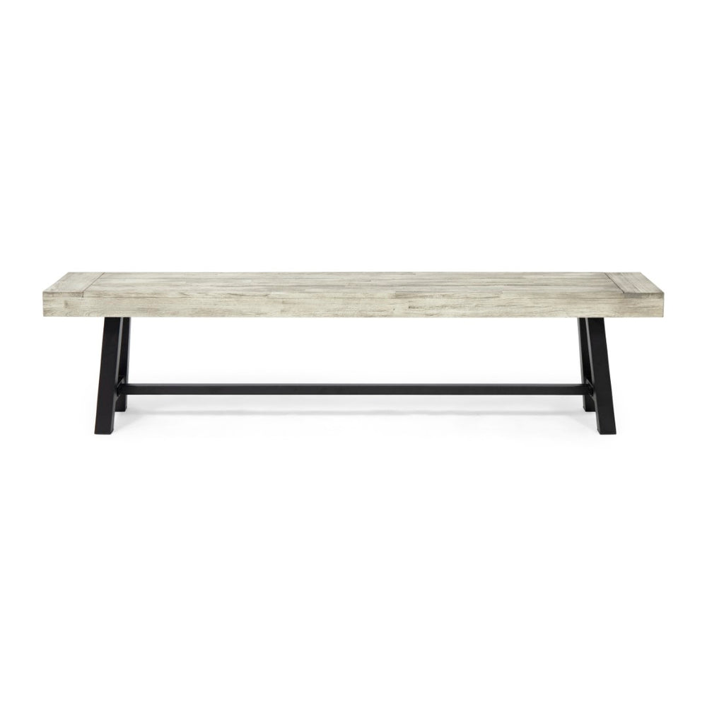 English Elm Carlisle Solid Acacia Wood Dining Bench with Slatted Seat and A-frame Legs 66255.00SLGRY