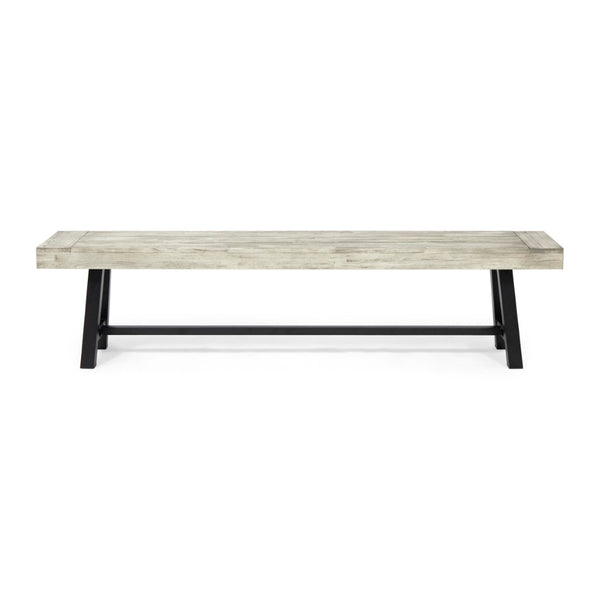 English Elm Carlisle Solid Acacia Wood Dining Bench with Slatted Seat and A-frame Legs 66255.00SLGRY