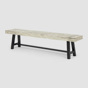 English Elm Carlisle Solid Acacia Wood Dining Bench with Slatted Seat and A-frame Legs 66255.00SLGRY