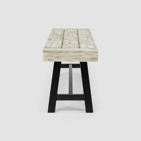 English Elm Carlisle Solid Acacia Wood Dining Bench with Slatted Seat and A-frame Legs 66255.00SLGRY