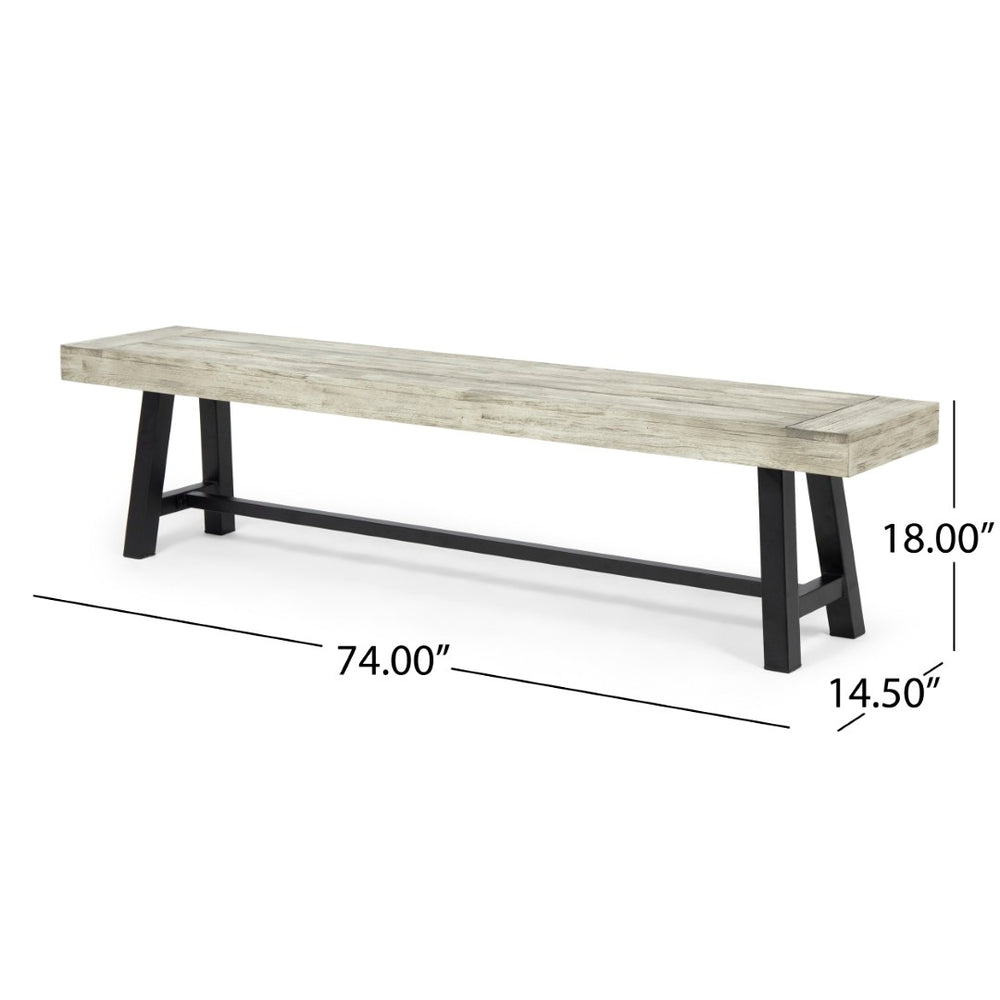English Elm Carlisle Solid Acacia Wood Dining Bench with Slatted Seat and A-frame Legs 66255.00SLGRY