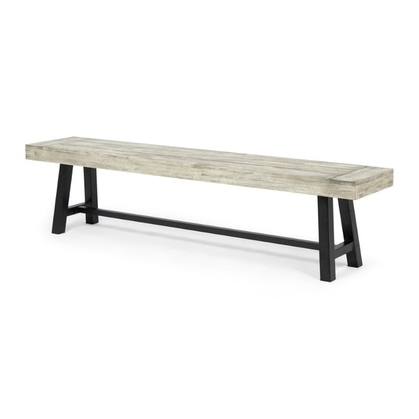 English Elm Carlisle Solid Acacia Wood Dining Bench with Slatted Seat and A-frame Legs 66255.00SLGRY