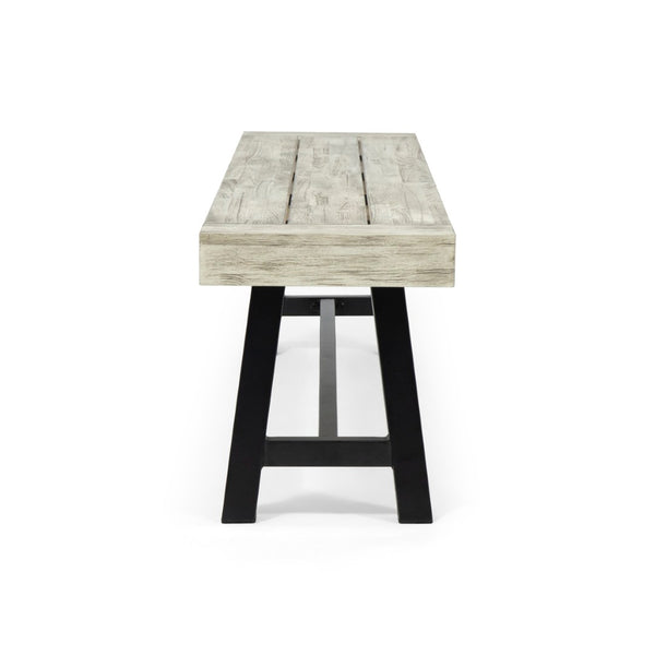 English Elm Carlisle Solid Acacia Wood Dining Bench with Slatted Seat and A-frame Legs 66255.00SLGRY