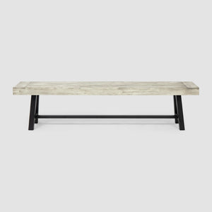 English Elm Carlisle Solid Acacia Wood Dining Bench with Slatted Seat and A-frame Legs 66255.00SLGRY