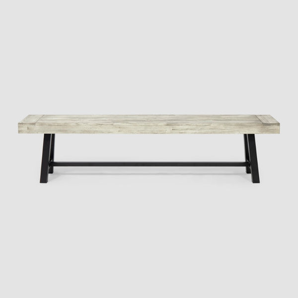 English Elm Carlisle Solid Acacia Wood Dining Bench with Slatted Seat and A-frame Legs 66255.00SLGRY