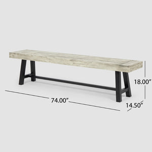 English Elm Carlisle Solid Acacia Wood Dining Bench with Slatted Seat and A-frame Legs 66255.00SLGRY