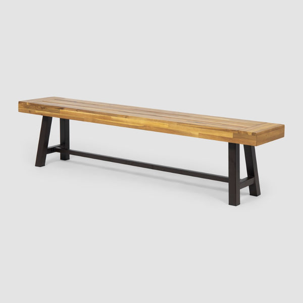 English Elm Carlisle Solid Acacia Wood Dining Bench with Slatted Seat and A-frame Legs 66255.00