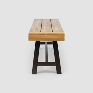 English Elm Carlisle Solid Acacia Wood Dining Bench with Slatted Seat and A-frame Legs 66255.00