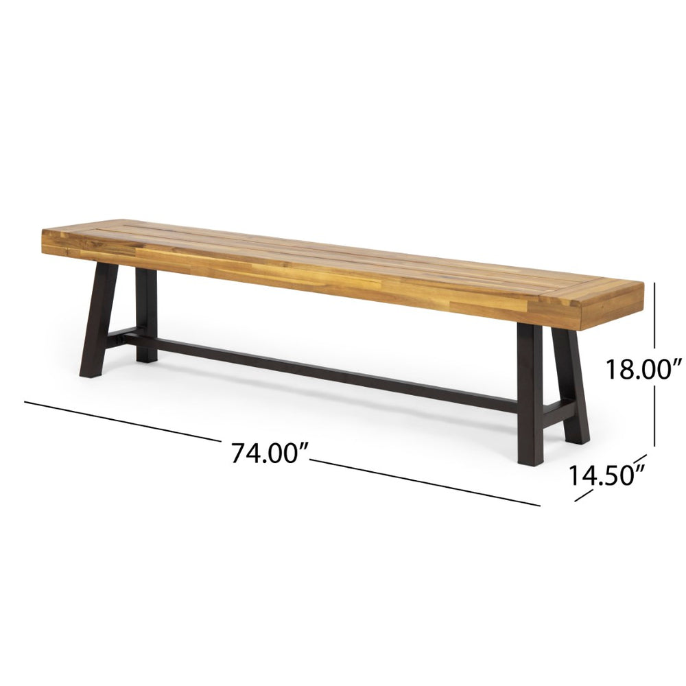 English Elm Carlisle Solid Acacia Wood Dining Bench with Slatted Seat and A-frame Legs 66255.00