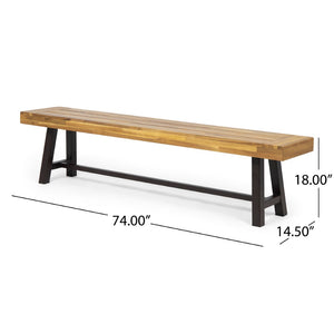 English Elm Carlisle Solid Acacia Wood Dining Bench with Slatted Seat and A-frame Legs 66255.00