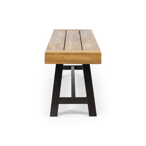 English Elm Carlisle Solid Acacia Wood Dining Bench with Slatted Seat and A-frame Legs 66255.00