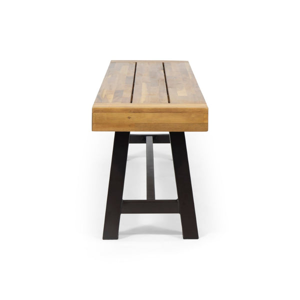 English Elm Carlisle Solid Acacia Wood Dining Bench with Slatted Seat and A-frame Legs 66255.00