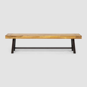 English Elm Carlisle Solid Acacia Wood Dining Bench with Slatted Seat and A-frame Legs 66255.00