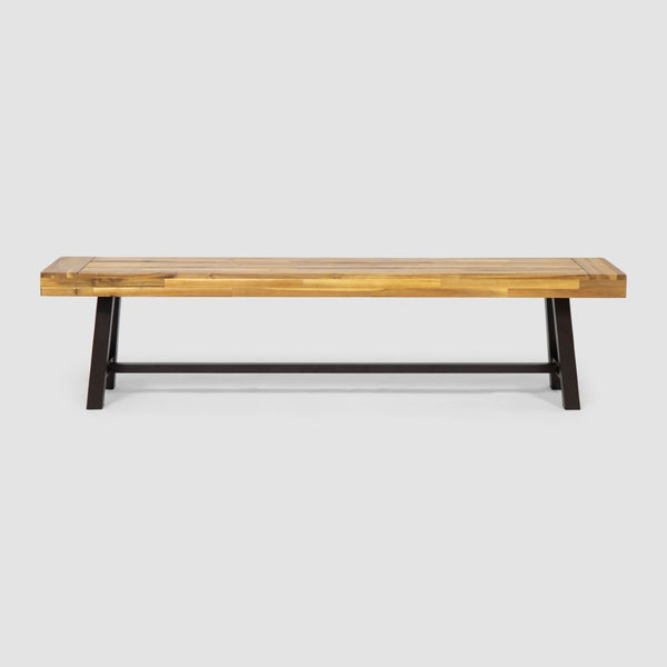 English Elm Carlisle Solid Acacia Wood Dining Bench with Slatted Seat and A-frame Legs 66255.00