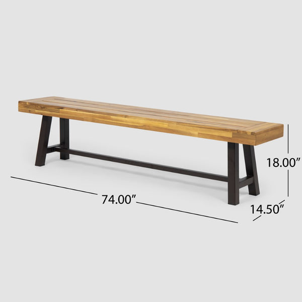 English Elm Carlisle Solid Acacia Wood Dining Bench with Slatted Seat and A-frame Legs 66255.00