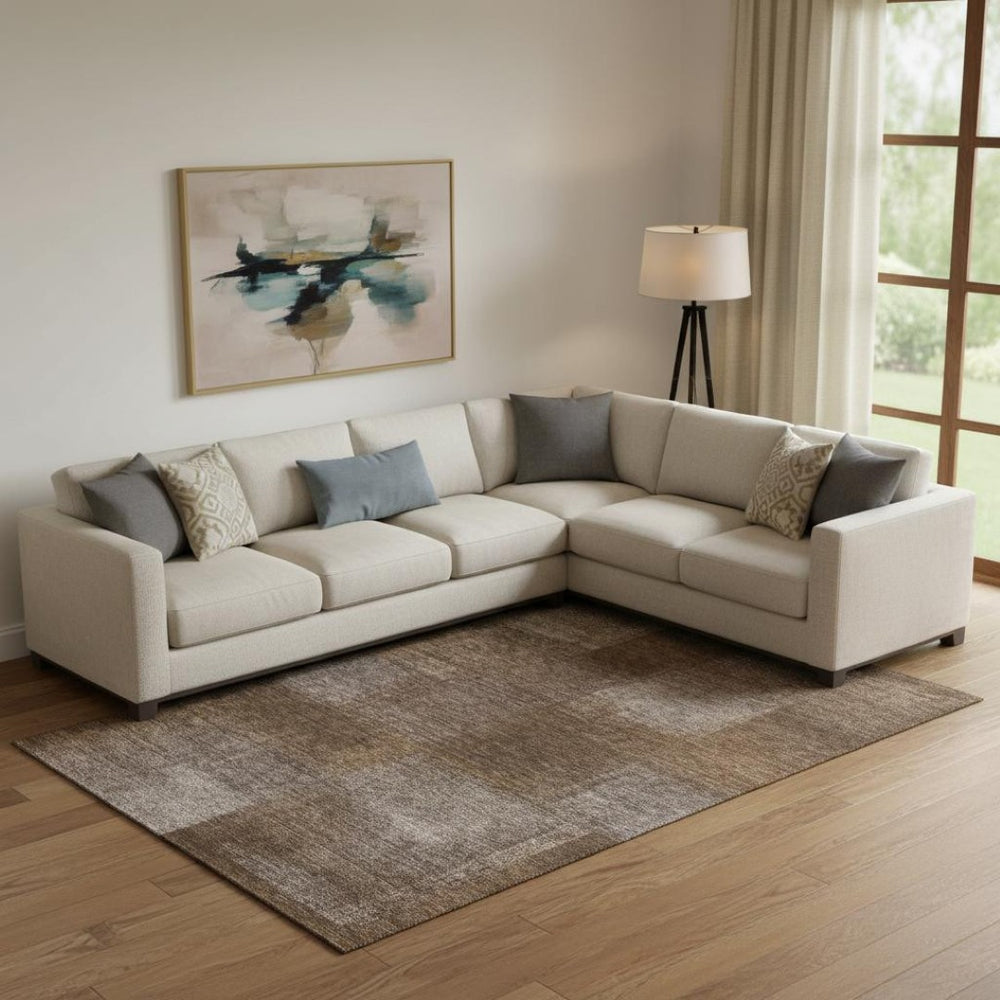 HomeRoots 8' X 10' Chocolate & Ivory Abstract Area Rug - Washable, UV Protected, Perfect for High-Traffic Spaces! 662559