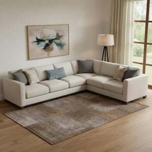 HomeRoots 8' X 10' Chocolate & Ivory Abstract Area Rug - Washable, UV Protected, Perfect for High-Traffic Spaces! 662559