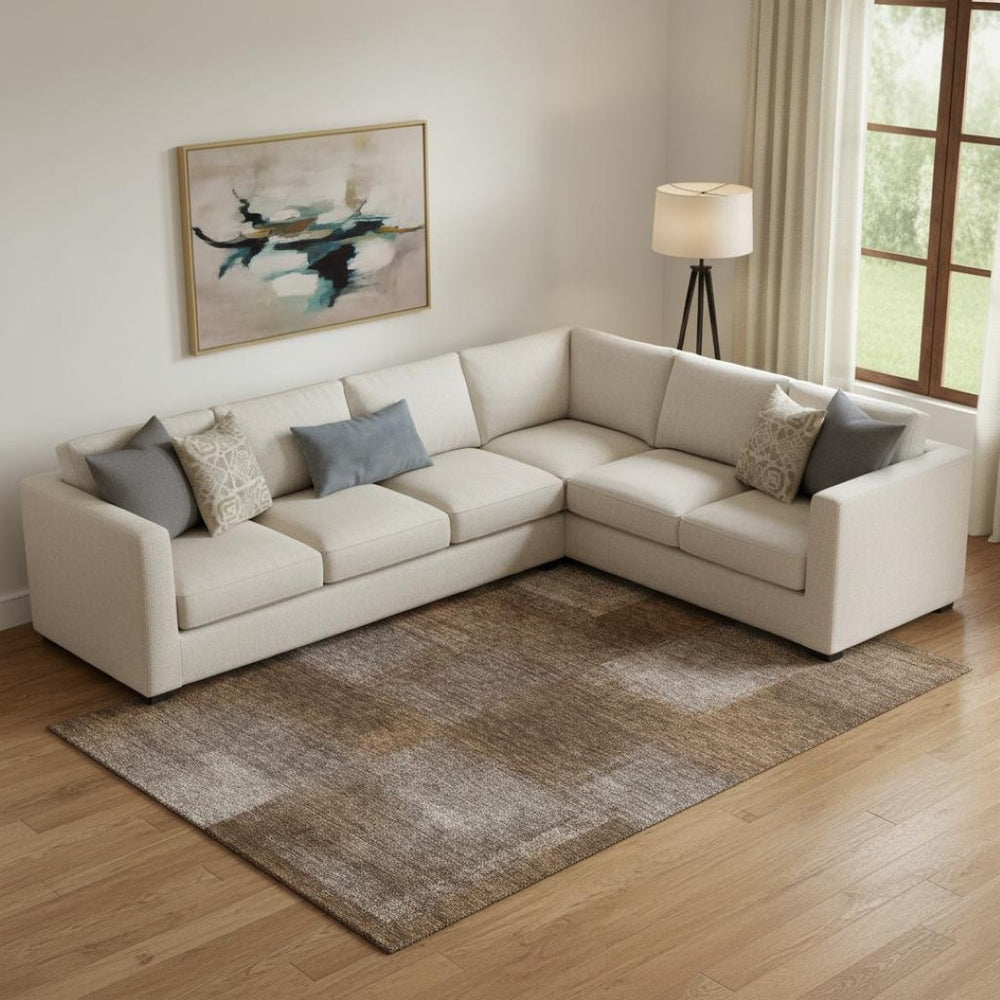 HomeRoots 9' X 12' Chocolate and Ivory Abstract Area Rug - Washable, UV-Protected, Stylish & Durable Design 662560