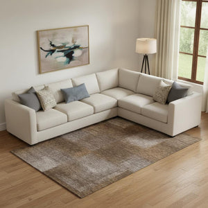 HomeRoots 9' X 12' Chocolate and Ivory Abstract Area Rug - Washable, UV-Protected, Stylish & Durable Design 662560