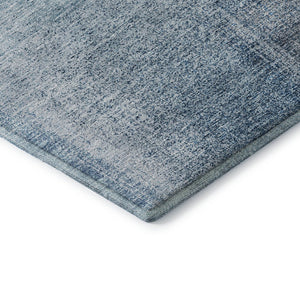 HomeRoots 8' X 10' Denim Blue & Ivory Abstract Area Rug - Washable, UV-Protected, Durable, Modern Style! 662565