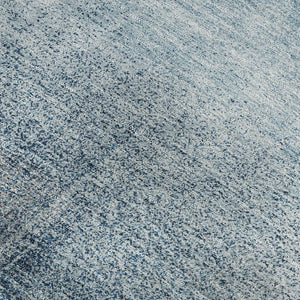 HomeRoots 8' X 10' Denim Blue & Ivory Abstract Area Rug - Washable, UV-Protected, Durable, Modern Style! 662565