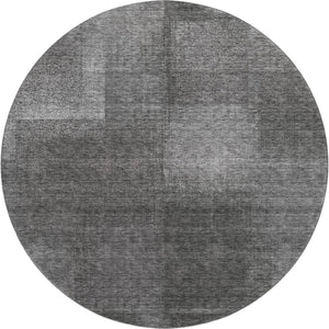 HomeRoots 8' Gray And Ivory Abstract Round Rug - Washable, UV-Protected, Stylish for High-Traffic Areas 662570
