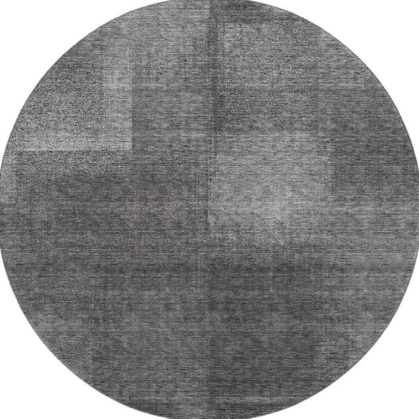 HomeRoots 8' Gray And Ivory Abstract Round Rug - Washable, UV-Protected, Stylish for High-Traffic Areas 662570
