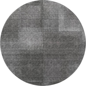 HomeRoots 8' Gray And Ivory Abstract Round Rug - Washable, UV-Protected, Stylish for High-Traffic Areas 662570