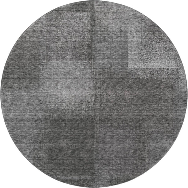 HomeRoots 8' Gray And Ivory Abstract Round Rug - Washable, UV-Protected, Stylish for High-Traffic Areas 662570