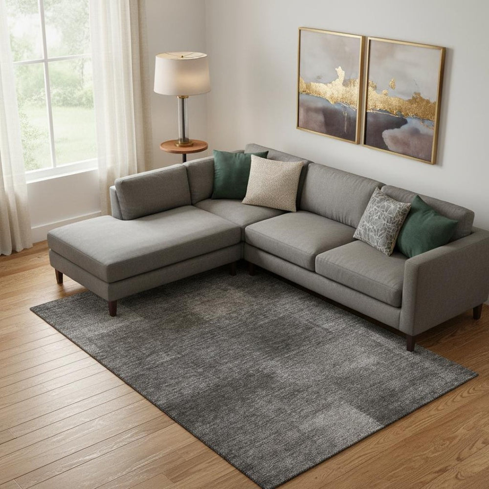 HomeRoots 8' X 10' Gray and Ivory Abstract Area Rug – Stylish, Washable, Stain-Resistant with UV Protection! 662571