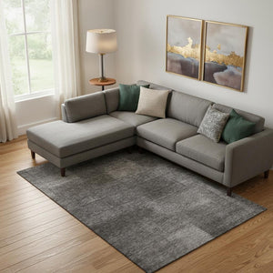 HomeRoots 8' X 10' Gray and Ivory Abstract Area Rug – Stylish, Washable, Stain-Resistant with UV Protection! 662571