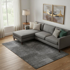 HomeRoots 10' Gray & Ivory Abstract Washable Area Rug - Durable, UV-Protected, Perfect for Busy Homes! 662573