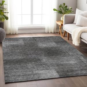 HomeRoots 10' Gray & Ivory Abstract Washable Area Rug - Durable, UV-Protected, Perfect for Busy Homes! 662573