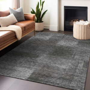 HomeRoots 10' Gray & Ivory Abstract Washable Area Rug - Durable, UV-Protected, Perfect for Busy Homes! 662573