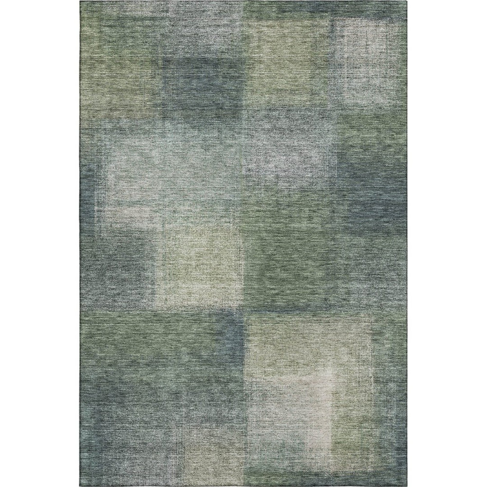 HomeRoots 5' X 8' Olive Green Ivory & Gray Abstract Area Rug – Washable, UV Protected, Family-Friendly Design 662575