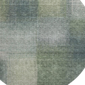 HomeRoots 8' Olive Green, Ivory & Gray Abstract Washable Round Rug – Durable, Stain-Resistant & UV Protected! 662576