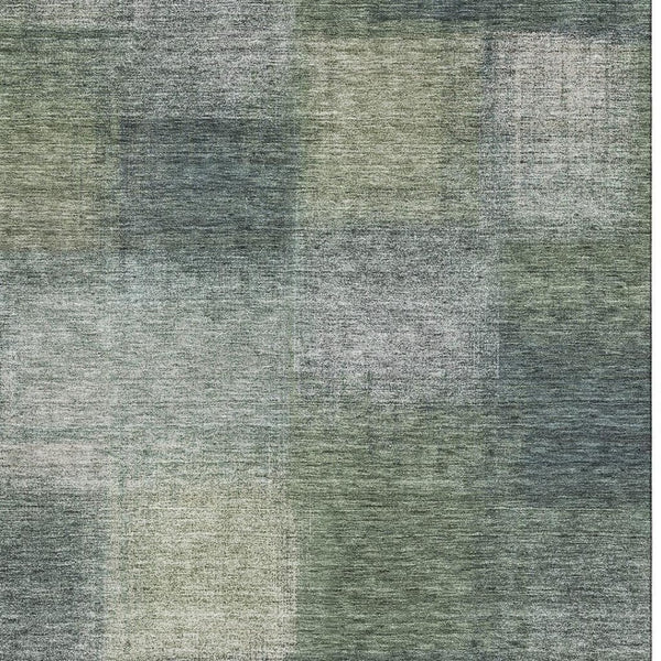 HomeRoots 10' X 14' Washable Olive Green, Ivory & Gray Abstract Area Rug with UV Protection & Style Boost 662579