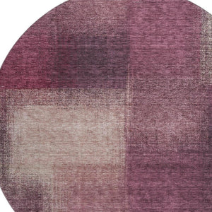 HomeRoots 8' Plum And Beige Abstract Washable Round Rug – Durable, UV-Protected, Ideal for Homes with Kids & Pets 662582