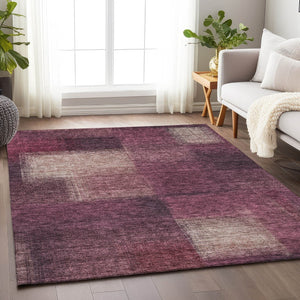 HomeRoots 8' X 10' Stylish Plum & Beige Abstract Area Rug - Washable, UV Protected, Family-Friendly Design! 662583